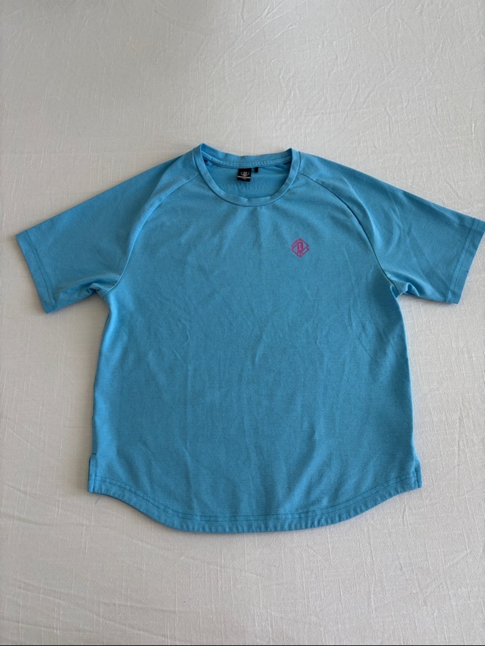 Boys' Light Blue Performance Tee with Pink Logo - Unbranded